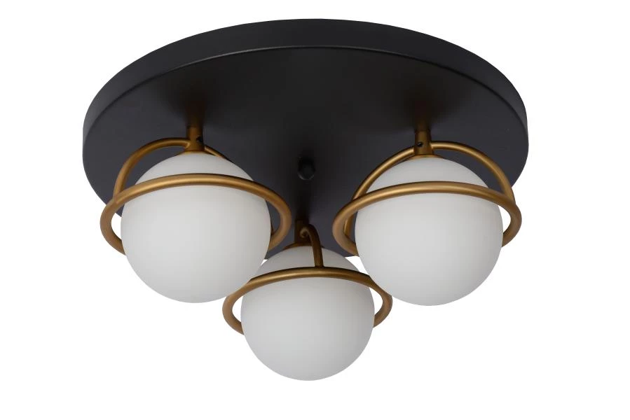 Lucide ISOBEL - Plafonnier Salle de bains - Ø 38 cm - 3xG9 - IP44 - Noir - éteint